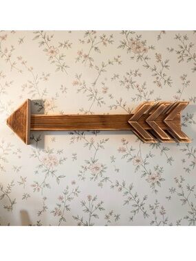 Rustic Solid Wood Arrow Hanging Wall Decor EUC Farmhouse Country Cottage Cabin
